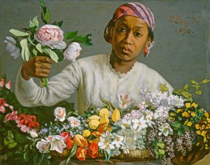 Jeune femme avec des pivoines, 1870