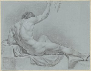 Homme nu couché, à moitié assis appuyé sur le bras gauche - Jean Grandjean