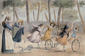 Filles jouant au cerceau dans les jardins du Luxembourg - Jean Henri Marlet