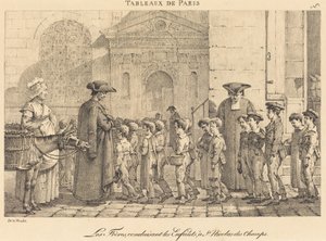 Les Frères conduisent les enfants, à Saint-Nicolas des Champs - Jean Henri Marlet