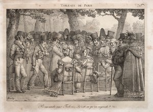 Scènes de Paris : Promenade aux Tuileries. Que regardent-ils ?