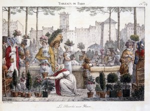 Le marché aux fleurs - lithographie par Brocas - Jean Henri Marlet