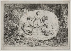 Bacchanales : Nymphe soutenue par deux satyres, 1763 - Jean Honore Fragonard