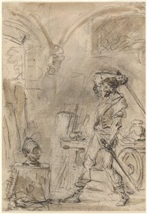 Don Quichotte sur le point de frapper le casque - Jean Honore Fragonard