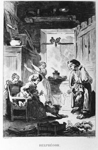 Illustration de Jean Honoré Fragonard pour la fable de Jean de La Fontaine « Belphégor ». Gravure