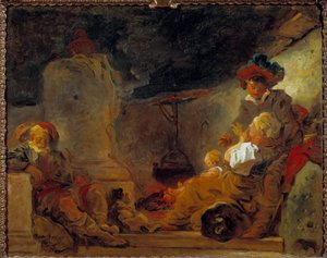 Scène nocturne appelée le Rêve du Mendiant - Jean Honore Fragonard