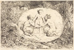 Nymphe soutenue par deux satyres - Jean Honore Fragonard