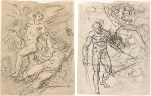 Orphée et Eurydice (recto); Études de figures (verso) - Jean Honore Fragonard