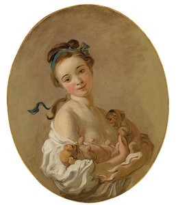 Jeune fille tenant deux chiots, c.1770 - Jean Honore Fragonard