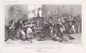 Descente dans les Ateliers de la Liberté de la presse - Jean Ignace Isidore Grandville, and Auguste Desperet