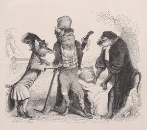 Le Loup plaidant contre le Renard, devant le Singe, vers 1838 - Jean Ignace Isidore Gérard
