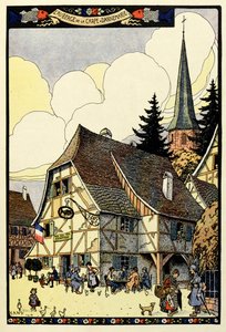 Le paradis tricolore ; Auberge de la carpe à Dannemarie 1917 - Jean Jacques (1873 1951) Waltz
