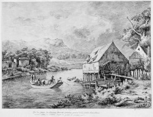 Un moulin sur les rives de la rivière, 1774 - Jean Jacques Boissieu de