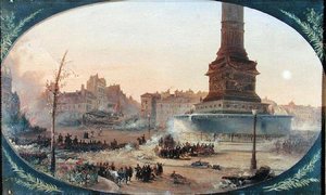 Vue de la Place de la Bastille et de la barricade au Faubourg Saint-Antoine, 25 juin 1848 - Jean Jacques Champin