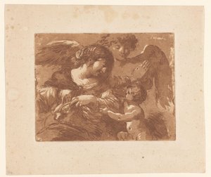 Mère avec enfant et un ange gardien - Jean Jacques II Lagrenee