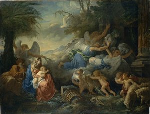 La Chute des idoles et le Repos pendant la fuite en Égypte - Jean Jacques Lagrenee