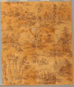 Carton pour Impression sur Coton: "Le Tombeau de Jean-Jacques Rousseau à Ermenonville" - Jean Jacques Rousseau