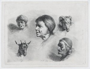 Étude de cinq têtes - Jean Jacques de Boissieu