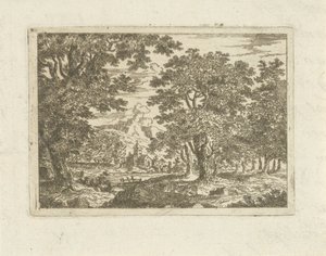 Paysage avec bâtiment en pierre - Jean Joseph Hanson