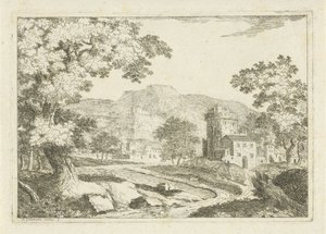 Paysage fluvial avec maisons et tours - Jean Joseph Hanson