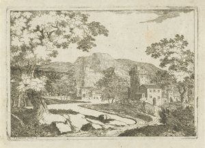 Paysage fluvial avec maisons et tours - Jean Joseph Hanson