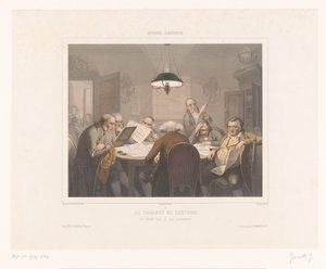 Sept hommes lisant à une table - Jean Julien Jacott