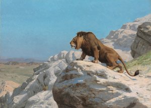 Lion en alerte - Jean Leon Gerome