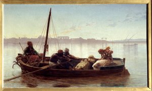 Prisonnier transporté par bateau par des marins égyptiens sur le Nil - Jean Leon Gerome