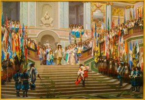 Réception de Louis II de Bourbon Condé dit le Grand Condé par le roi Louis XIV à Versailles en 1674 - Jean Leon Gerome