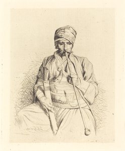 Arabe assis avec une pipe
