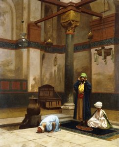 Trois personnages priant dans un coin de mosquée - Jean Leon Gerome