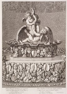Fontaine avec deux cupidons et un cygne, conçue par Jean-Baptiste Tuby, à Versailles, 1677 - Jean Lepautre