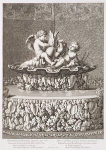 Fontaine avec deux cupidons chevauchant une écrevisse, conçue par Jacques Houseau, à Versailles, 1677 - Jean Lepautre