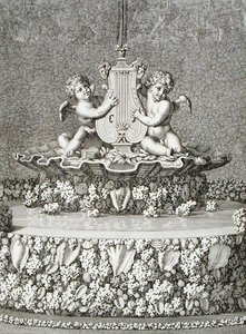 Deux Cupidons tenant une lyre, une fontaine à Versailles - Jean Lepautre