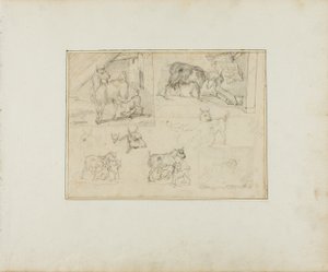 Croquis de chèvres - Jean Louis André Théodore Géricault