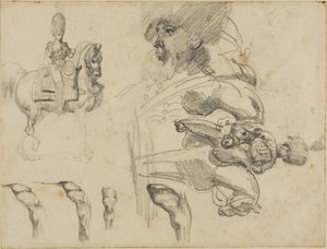Croquis de chevaux, de soldats et de sabots
