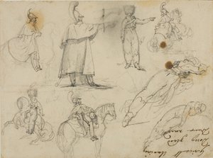 Croquis de soldats et de chevaux - Jean Louis André Théodore Géricault