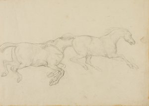 Deux chevaux galopant vers la droite - Jean Louis André Théodore Géricault