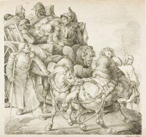 Chariot chargé de soldats blessés
