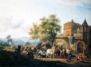 Repos devant une auberge