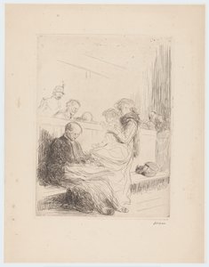 Avocat avec des clients devant le tribunal - Jean Louis Forain (signed by artist)