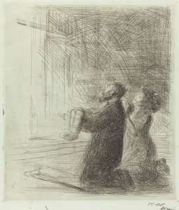 Lourdes, implorant devant la grotte (quatrième planche) - Jean Louis Forain