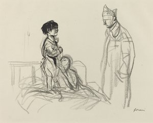 Mère et enfant visités par un soldat à l