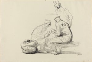 Poilu et prisonniers allemands, vers 1914-1919 - Jean Louis Forain