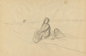 Deux figures sur une route, vers 1919