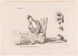Femme allaitant pendant que les vitres éclatent