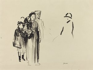 Femme et deux enfants avec des soldats allemands, vers 1914-1919 - Jean Louis Forain