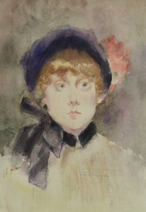 Jeune femme avec un chapeau bleu, 1883