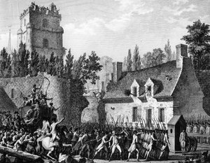 Révolution française : Pierre Victor de Besenval de Brünstatt, Baron de Besenval (1721-1791) conduit à Brie-Comte-Robert le 10 août - Jean Louis II (after) Prieur