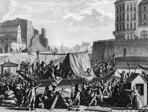 Révolution française : Arrêt du bateau à poudre au port Saint-Paul le 6 août - Jean Louis II (after) Prieur